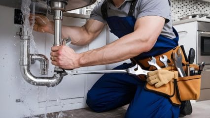 Technician using electronic equipment to detect a plumbing leak in Apollo Beach
